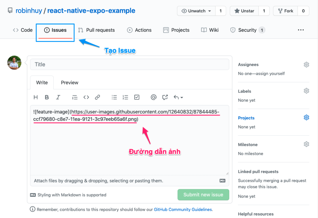 Thủ thuật chèn ảnh trên Github-Cùi.Vn - IT Community